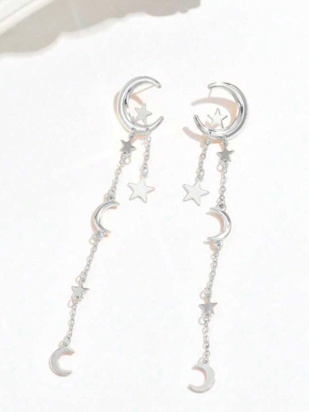 $8 Each Or Bundle 5/$20 Silver Moon & Star Long Dangle Earrings